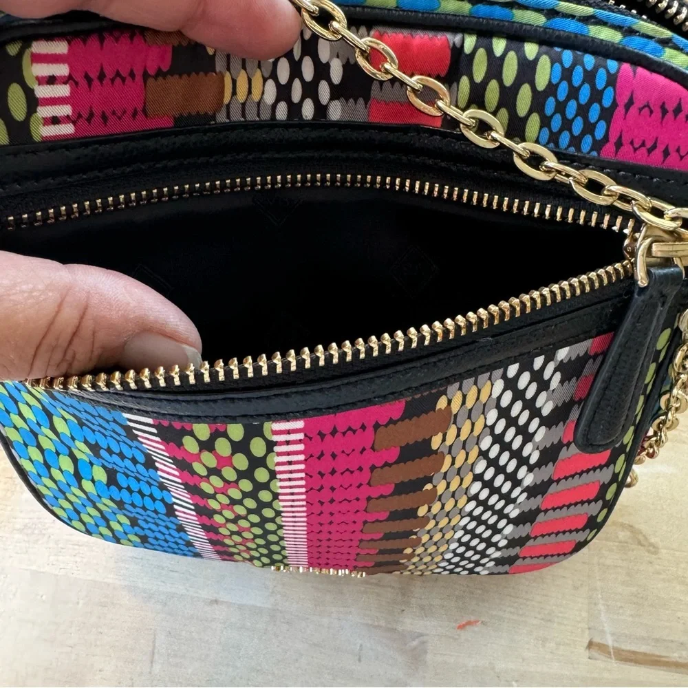 Vera Bradley colorful nylon gold chain strap crossbody bag purse - Picture 7 of 8